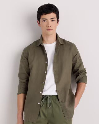 Quince Men's 100% European Linen Relaxed Long Sleeve Shirt