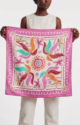 Jessie Zhao New York Dancing Palms Double Sided Silk Scarf