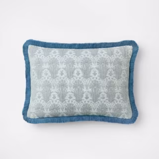 Threshold designed with Studio McGee Lumbar Woven Shell Block Fringe Edge Pillow