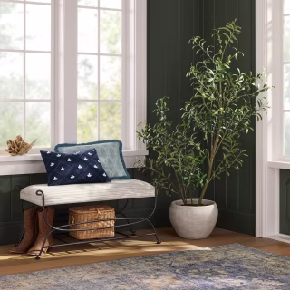 Threshold designed with Studio McGee Lumbar Woven Shell Block Fringe Edge Pillow