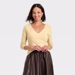 A New Day Sculpt Long Sleeve V-Neck Top