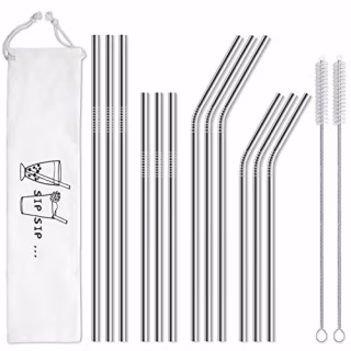Hiware Reusable Stainless Steel Metal Straws (12 pack)