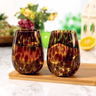 Joseph Sedgh Collection Tortoise Shell Stemless Wine & Water Glass (Set of 4)