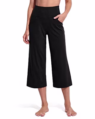 Promover Wide Leg Capri Pants with Pockets