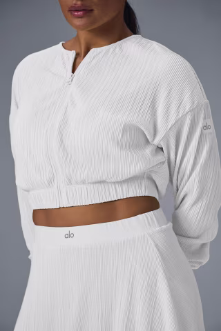 Cropped Micro Plisse Jacket 