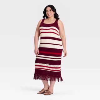 A New Day Bodycon Midi Fringe Sweater Dress