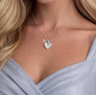 Dloria Sophia Mom Pave Heart and Floral Charm Necklace