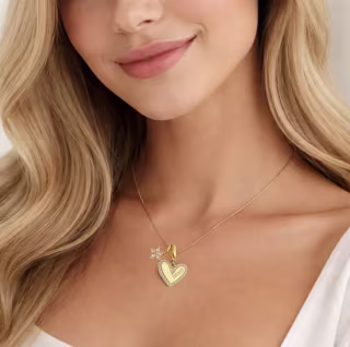 Dloria Sophia Mom Pave Heart and Floral Charm Necklace