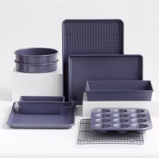 Crate & Barrel Slate Blue 10-Piece Non-Stick Bakeware Set