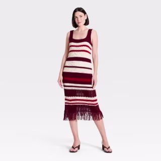 A New Day Bodycon Midi Fringe Sweater Dress