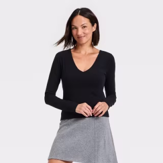 A New Day Sculpt Long Sleeve V-Neck Top