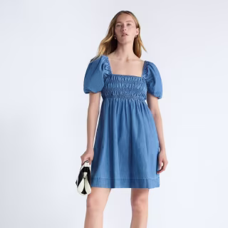 Free Assembly Puff Sleeve Peasant Mini Dress