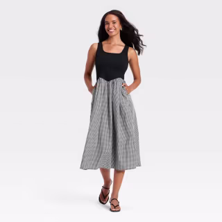 A New Day Women's Pullover Knit to Woven Midi Dress
