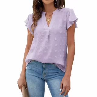 Fantaslook V Neck Ruffle Sleeve Blouse
