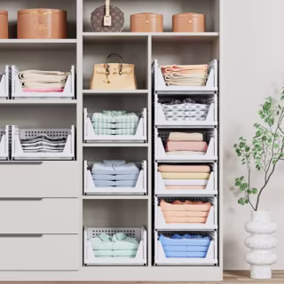 Caktraie 5-Pack Stackable Closet Storage Baskets