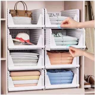 Caktraie 5-Pack Stackable Closet Storage Baskets