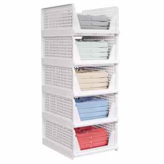 Caktraie 5-Pack Stackable Closet Storage Baskets