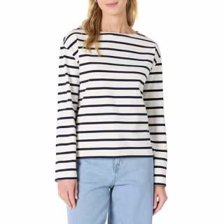Amazon Essentials Women's Long-Sleeve Stripe Relaxed Boatneck Top