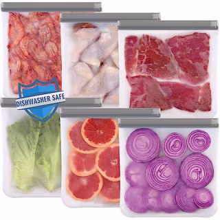 Lerine Reusable Gallon Freezer Bags, 6-Pack