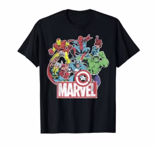 Marvel Avengers Team Retro Comic Vintage Graphic T-Shirt