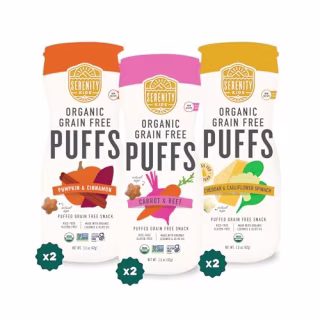 Serenity Kids Organic Grain Free Puffs Variety Pack (Pack of 6)
