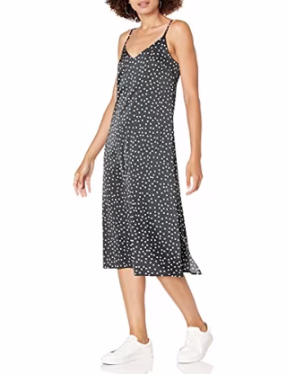 The Drop Ana Silky V-Neck Midi Slip Dress