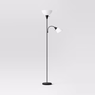 Room Essentials Torchiere with Task Light Floor Lamp Black