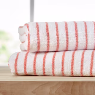 Becky Cameron 100% Cotton Cabana Stripe Oversized Pool and Beach Towels (Set of 2)