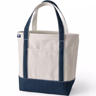 Lands’ End Medium 5 Pocket Open Top Canvas Tote Bag