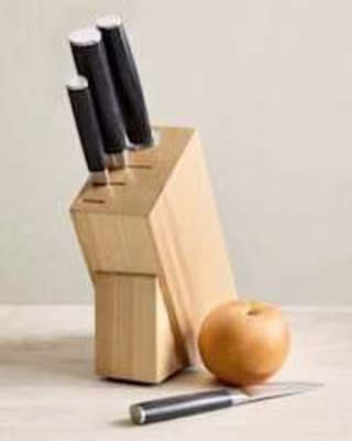 Quince Essential Japanese Damascus Steel Knife Set + Block