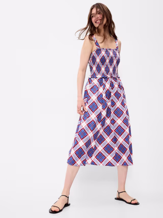 Old Navy Fit & Flare Smocked-Bodice Midi Dress