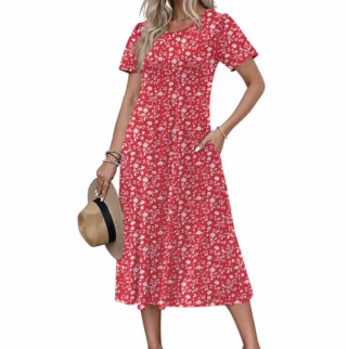 Fantaslook Casual Short Sleeve Pleated Dress