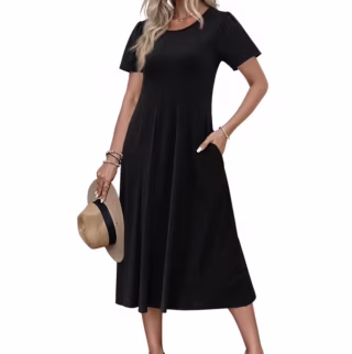Fantaslook Casual Short Sleeve Pleated Dress