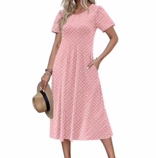 Fantaslook Casual Short Sleeve Pleated Dress