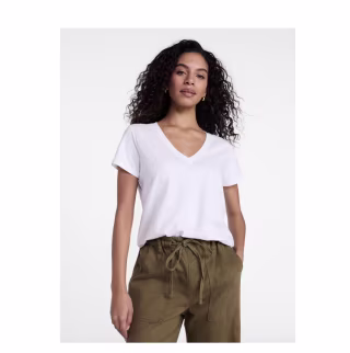 Time and Tru Women's Slub V Neck Tee with Short Sleeves