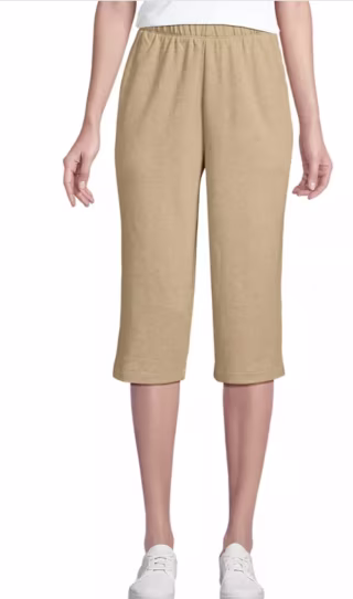 Lands' End Women's Sport Knit High Rise Elastic Waist Capri Pants