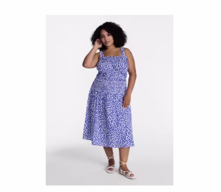Time and Tru Plus Sleeveless Smocked Peasant Midi Dress