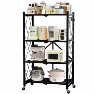 Sugift Foldable Metal Storage Shelf with Rolling Wheels