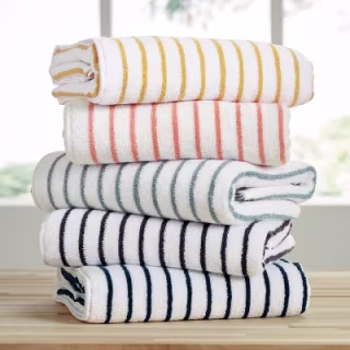 Becky Cameron 100% Cotton Cabana Stripe Oversized Pool and Beach Towels (Set of 2)