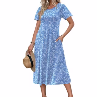 Fantaslook Casual Short Sleeve Pleated Dress