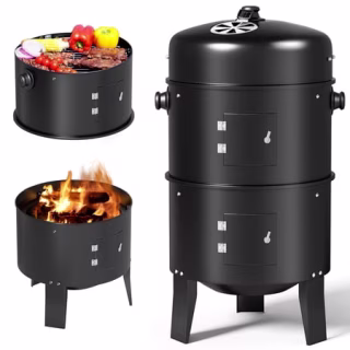 KingChii 3-in-1 Vertical Charcoal Smoker and Grill
