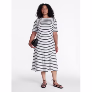 Time and Tru Seamed Cotton Midi Dress
