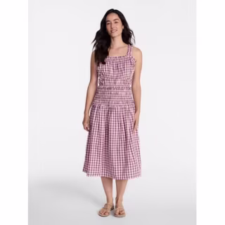 Time and Tru Plus Sleeveless Smocked Peasant Midi Dress