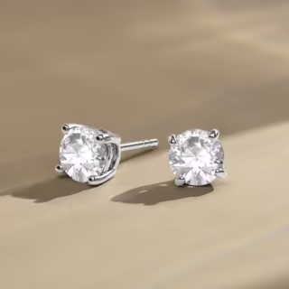 Jeenmata Two Carat Round Shaped Moissanite Solitaire Stud Earrings