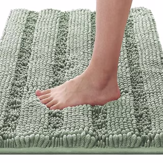 H.Versailtex Non-Slip Chenille Striped Bath Mat