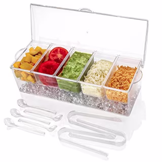 IVYHOME Ice Chilled 5 Compartment Condiment Server