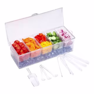 VWMYQ 5-Grid Removable Condiment Tray with Ice Cooler