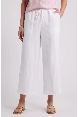 Caslon Wide Leg Crop Linen Pants