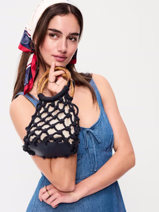 Old Navy Macrame Ring Handle Bag