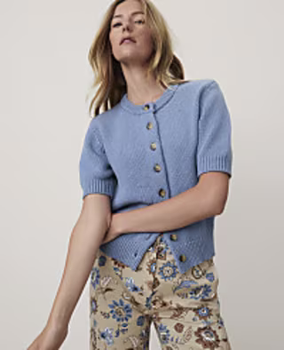 Ann Taylor Weekend Short Sleeve Cardigan